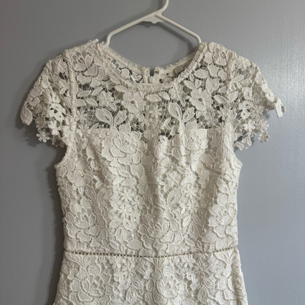 Joie Celedonia Floral Lace Scallop White Dress Size 4 - Picture 6 of 14
